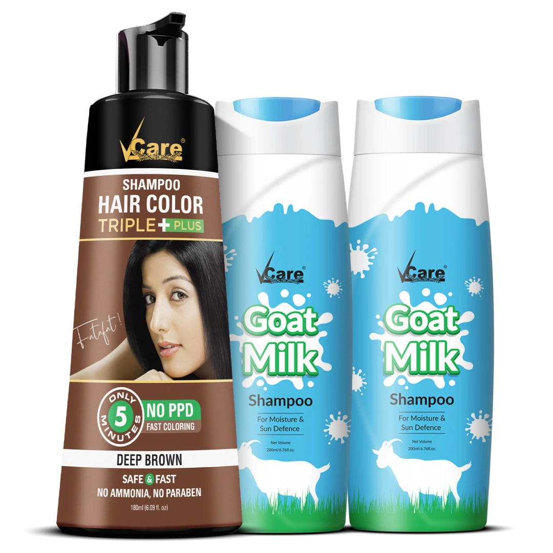 Hair Color & Nourish Combo – Brown Hair Color Shampoo & Goat Milk Shampoo